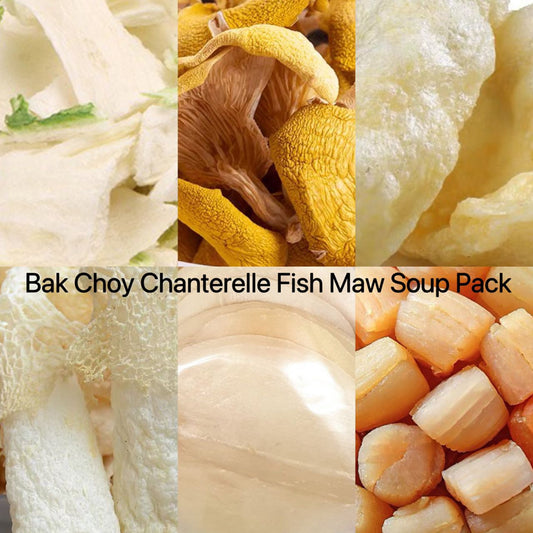 Bak Choy Chanterelle Bamboo Fungus Fish Maw Scallop Sea Whelk Soup Pack/4pax 白菜竹笙鱼漂干贝螺肉汤